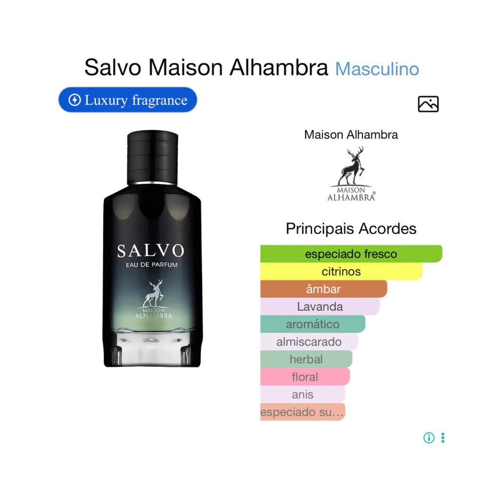 Perfume Árabe Salvo Maison Alhambra Eau de Parfum - 01 do Brasil