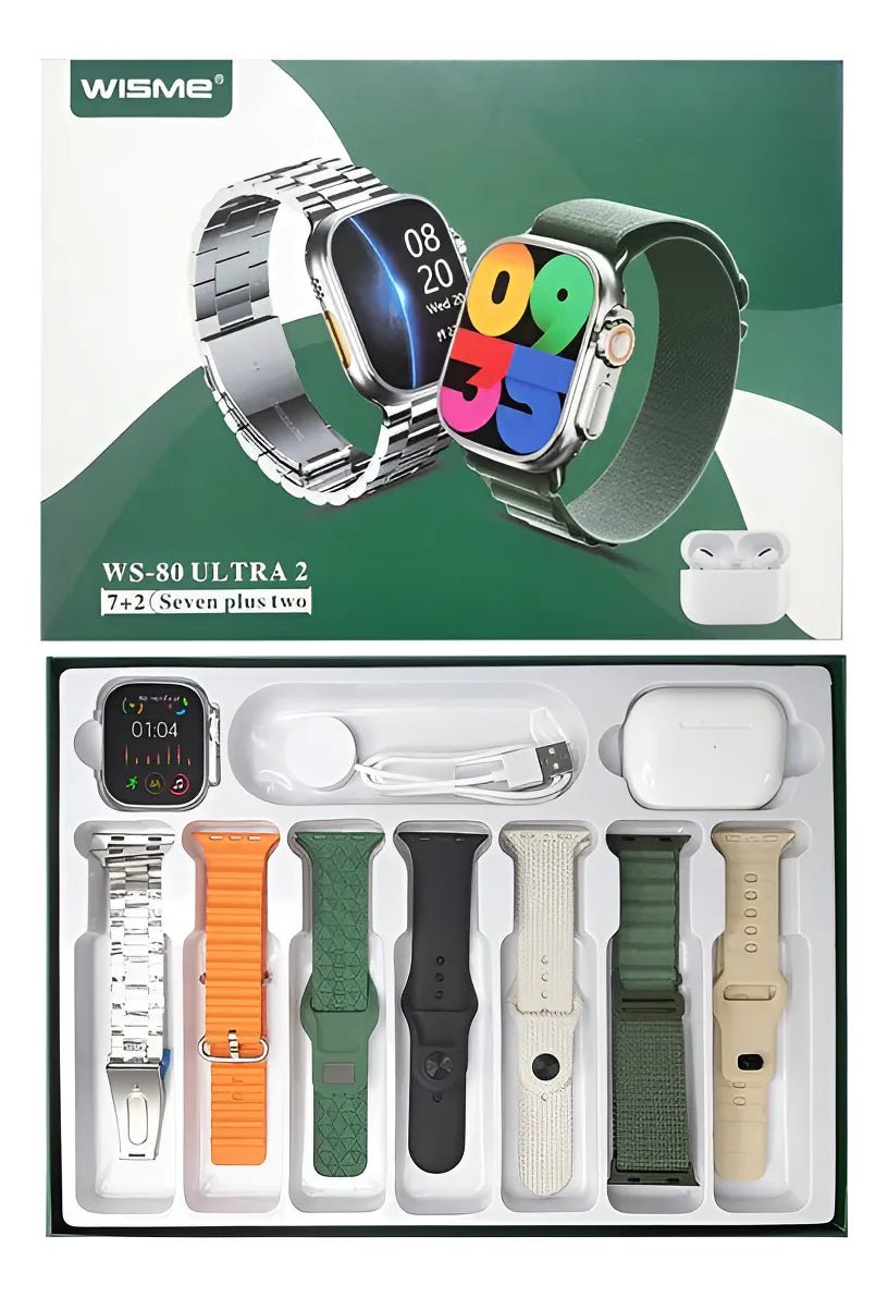 WS - 80 ULTRA 2 | Kit 7 pulseiras + Fone bluetooth - 01 do Brasil